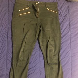 Green denim pants